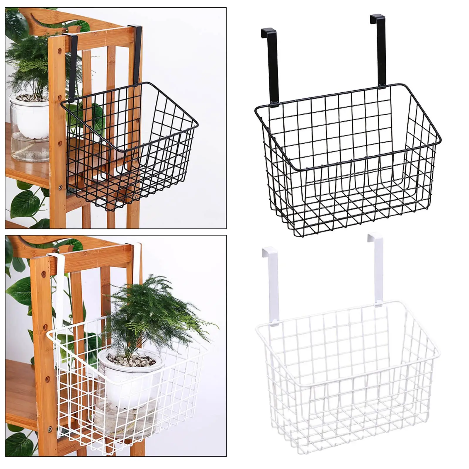 Hanging Iron Storage Basket Kitchen Cabinet Door Back Hanging Basket Seasoning Bottle Storage Rack Bathroom Cabinet Rack