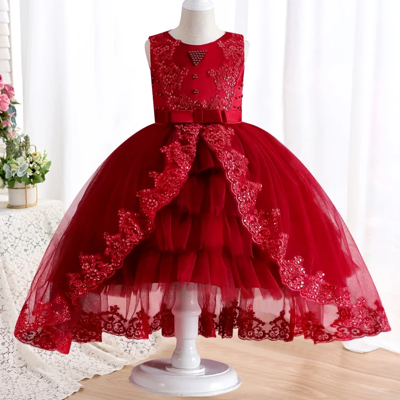 Flower Boy New Trail Children's Wedding Dress Lace Lace Princess Dress 3-12 Year Old Girl Birthday Party Piano Performance Dress