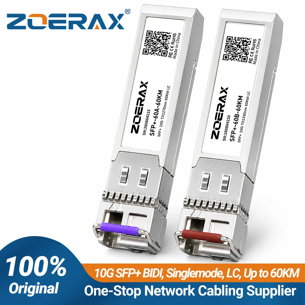 zoerax-10g-bidi-singlemode-simplex-lc-1270-1330nm-60km-modulo-sfp-plug-play-con-supporto-ddm-ampia-compatibilita-per-cisco-mikrotik