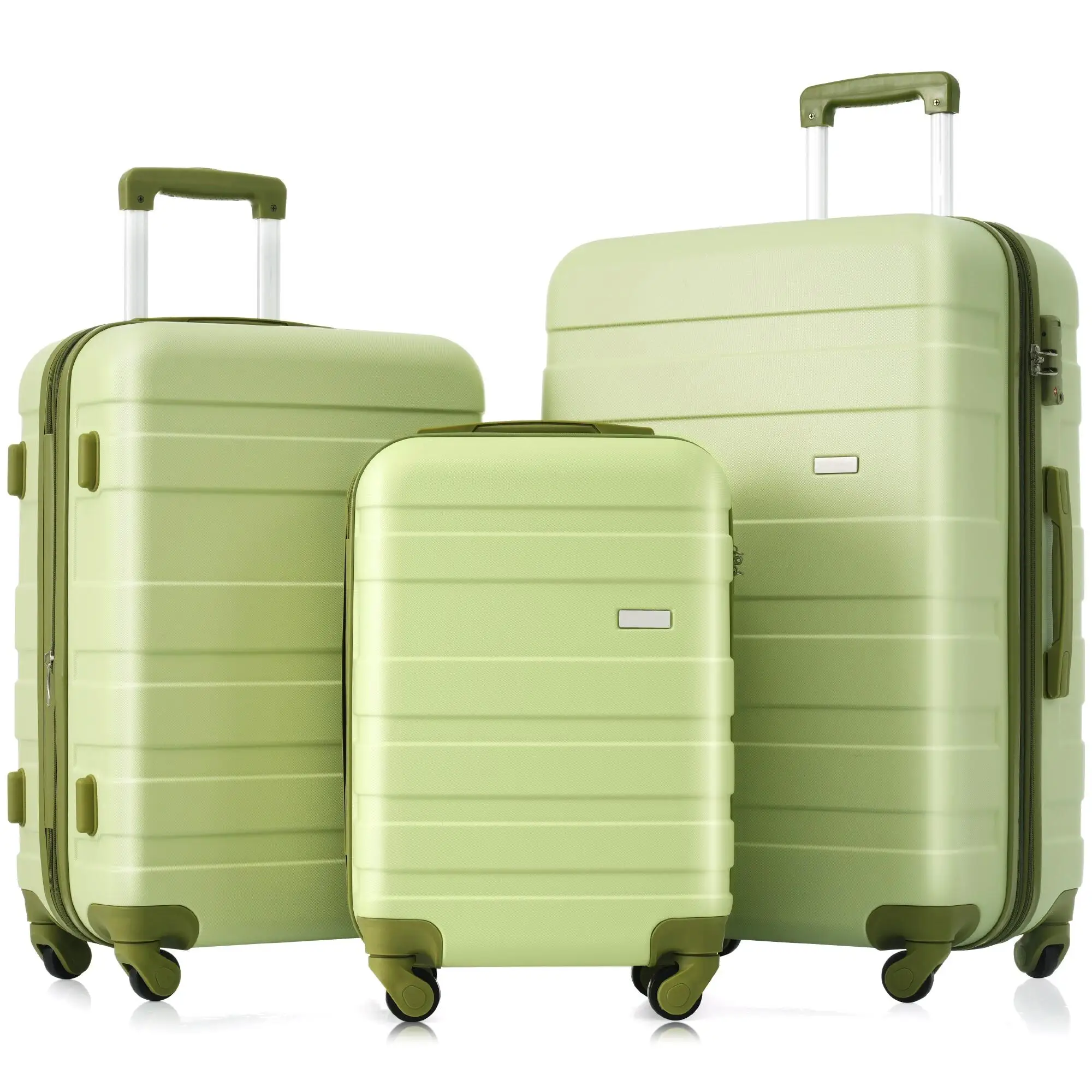 Expandable 3-Piece Luggage Set - Durable ABS Hardshell Suitcases with Spinner Wheels & TSA Lock (Light Green)