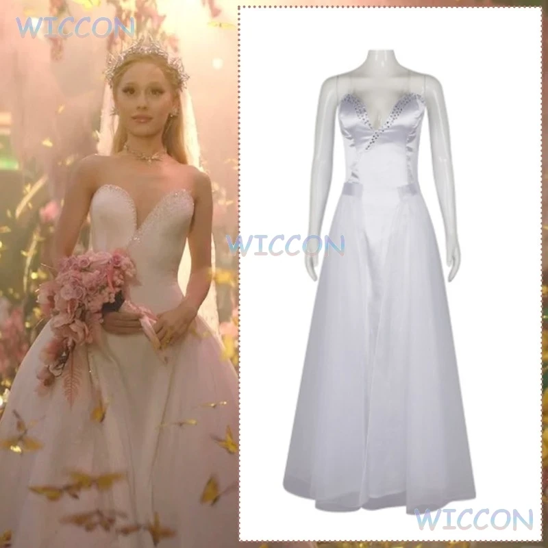 

[SUGOICOS]Glinda Cosplay White Dress Movie Wicked 2 For Good Cosplay Wig Sweet Suits Women Halloween Carnival Clothes