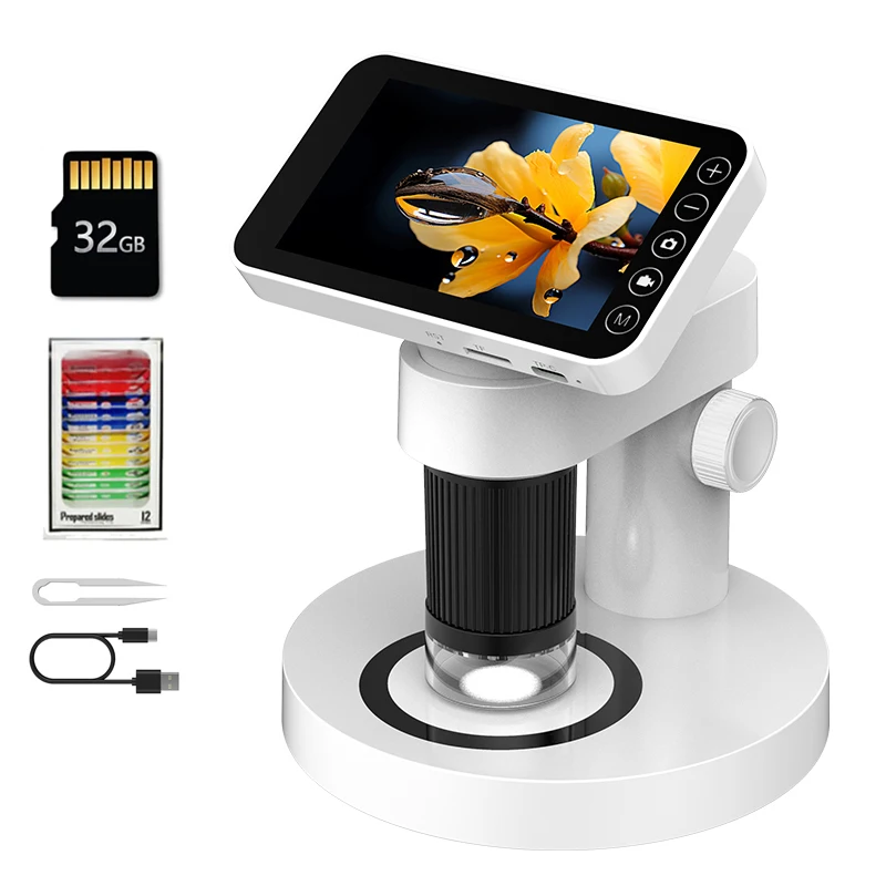 Microscópio Digital para Crianças Microscópios Biológicos Lupa de Câmera Suporte de Tela Gravação de Foto e Vídeo 1000x Moedas hd