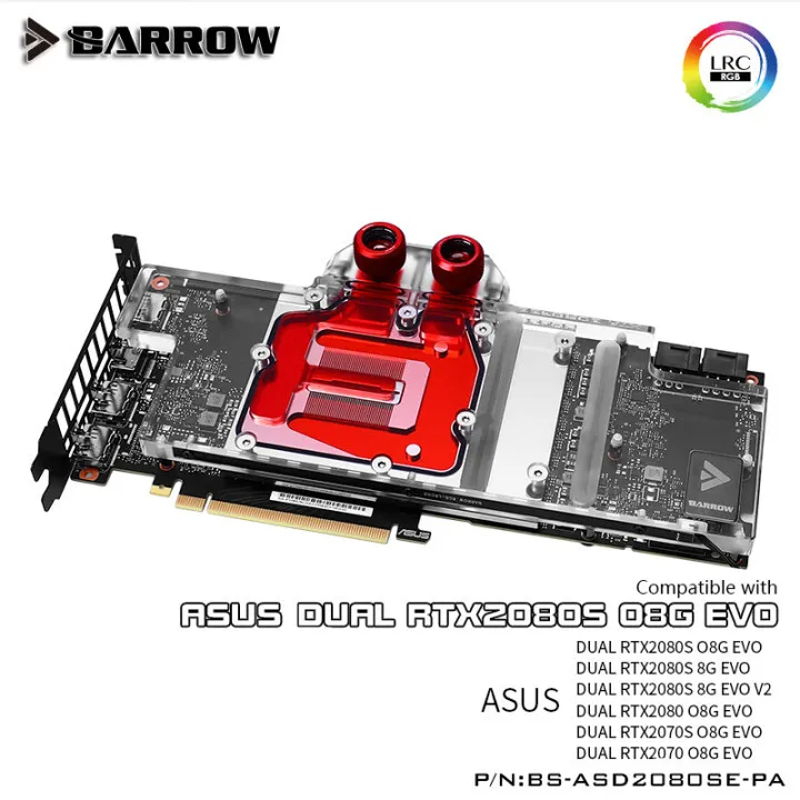 Barrow BS-ASD2080SE-PA Water Cooling Block for ASUS Dual 2070 2080