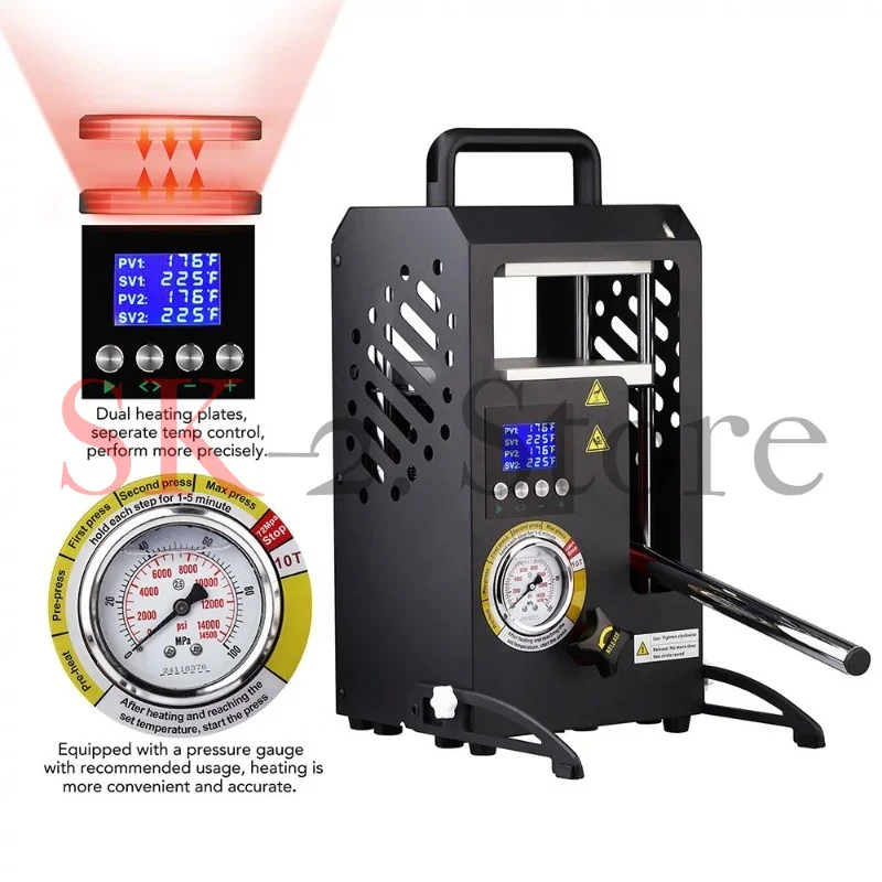 10T Rosin Press with Pressure Gauge Rosin Press Hot Press Embossing Machine