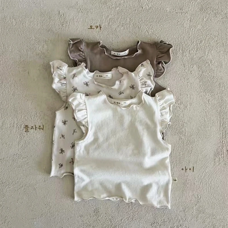 T230113 Children Clothing Spring&Summer Sweet Lace T-shirt for Toddler Girls Soft Undershirt for Newborn Baby Short Sleeved Top