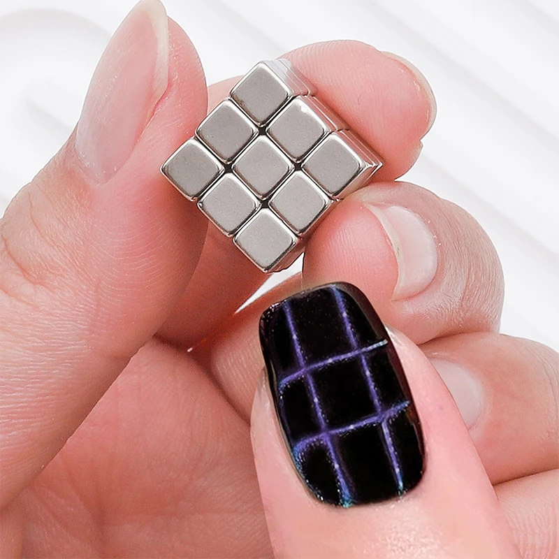 27Pcs 5MM Mini Nail Magnet Cube Cat Magnet For Nail Gel Polish Square Multi-Function Magnet Chessboard Grid Star Light Manicure