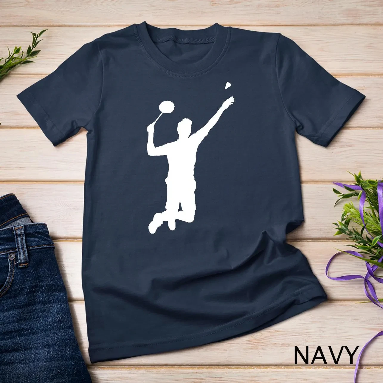 Leisure Sports Style - Profile of Badminton Racket Hand Fan T-shirt Hooded Sweatshirt Sport Shirt - Loose and Comfortable