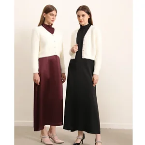 Vestido de manga comprida cetim com cinto para mulheres, cardigan mohair com botões, pode combinar, alta qualidade, roupas de meninas, AP 25AW, 3 cores 6 principais vendas vestidos de pelos - №2