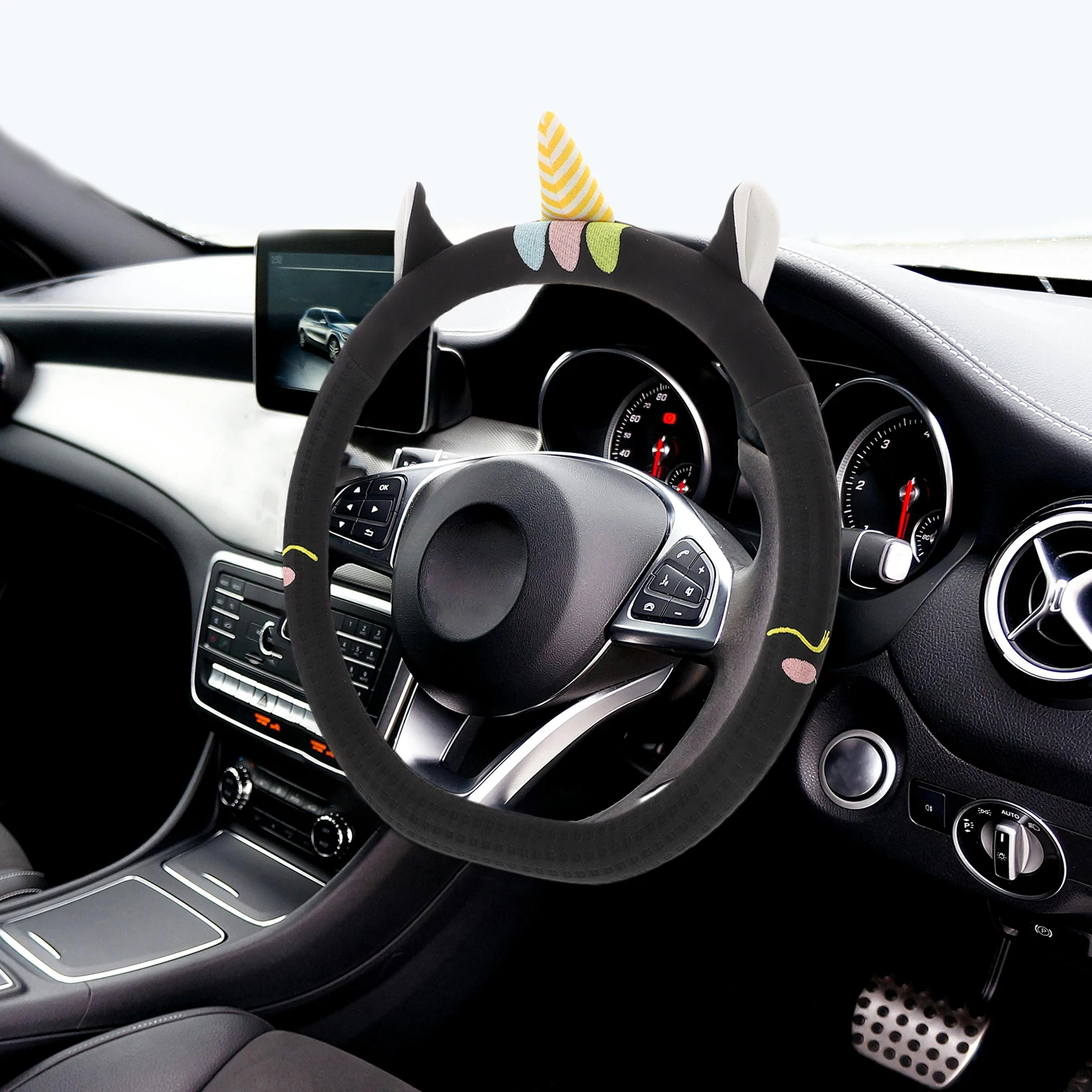 

Universal Cute Steering Wheel Cover Car Steering Wheel Protector Soft Breathable Cartoon Design Non-Slip All Seasons Car