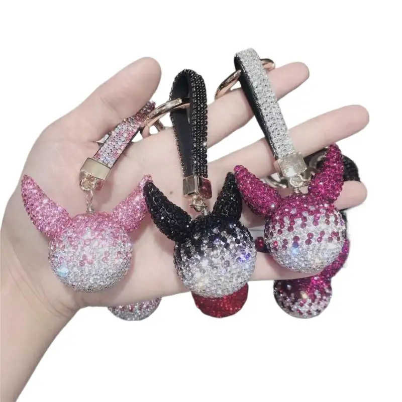 

Crystal-Studded Keychain OX Horn Shaped Dazzling Gradient Rhinestone Bag Pendant Girl Fashion Accessaries Blinged Mosaic Gift