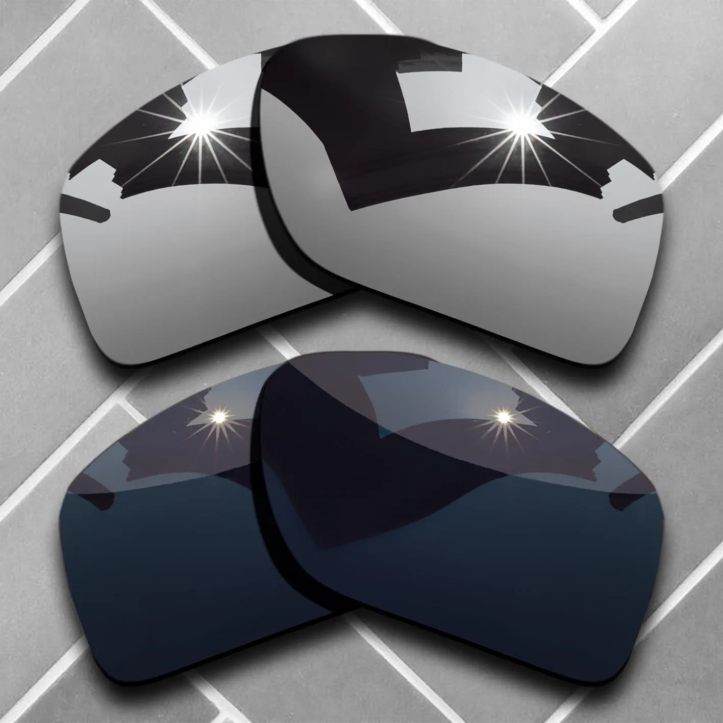 

Silver&Grey Black Lenses Replacement For-Oakley Plaintiff Squared Polarized Sunglasses