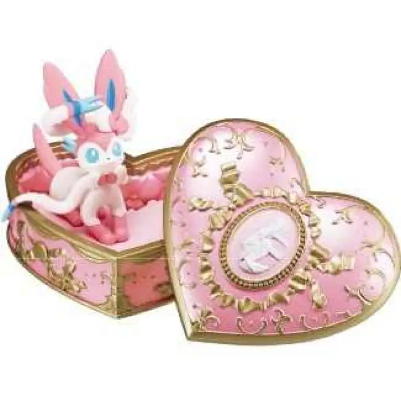 RE-MENT-Colección romántica de Pokémon auténtica, Mini joyero en miniatura, figura de Sylveon Primarina, modelo de juguete, regalo para cumpleaños