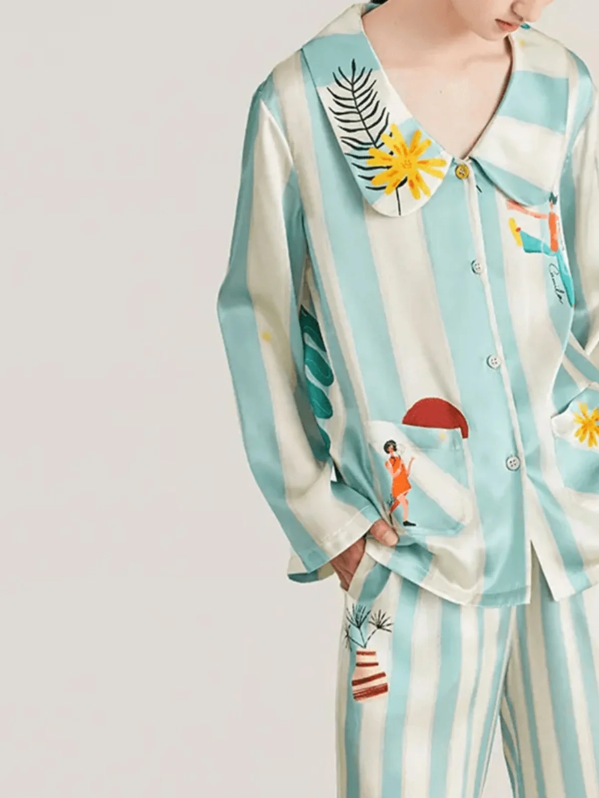 

New sleepwear long sleeved pants, high-end feel Women's Sleep & Lounge Pajama Sets