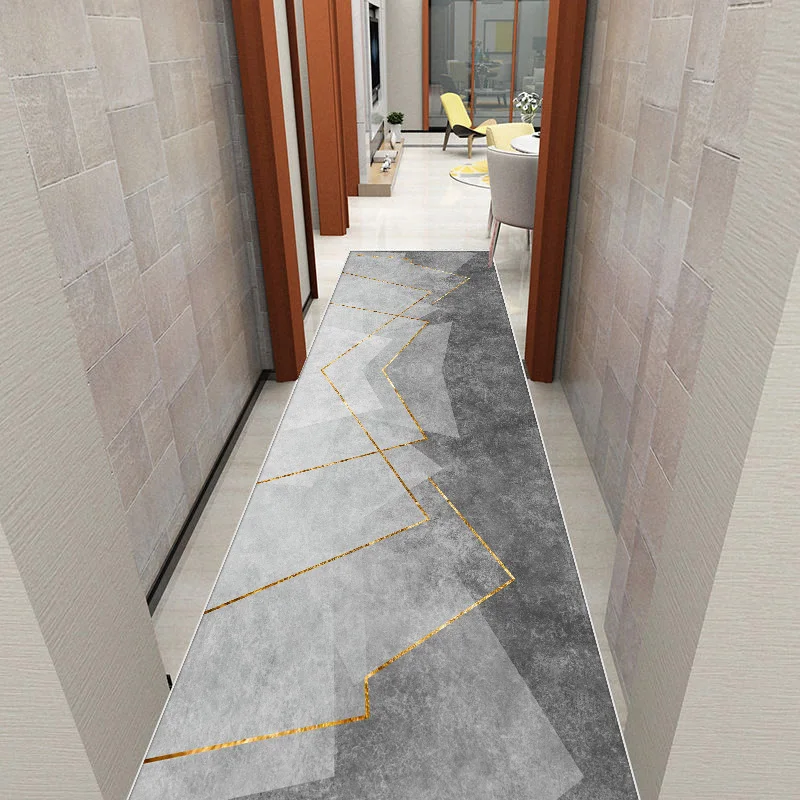 VIKAMA نمط هندسي طويل الممر السجاد عدم الانزلاق قاعة عداء سهلة التنظيف منطقة المدخل السجاد قابل للغسل الشرفة دخول ممسحة