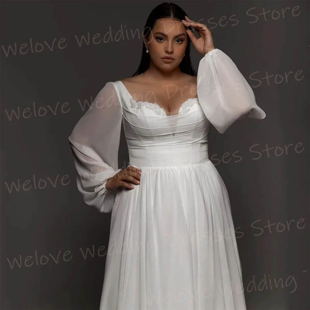 2025 Elegante A-lijn vrouwen Trouwjurken Romantische Sweetheart Aangepaste Bruid Toga Lange Mouwen Lace Up Vestidos Para Mujer