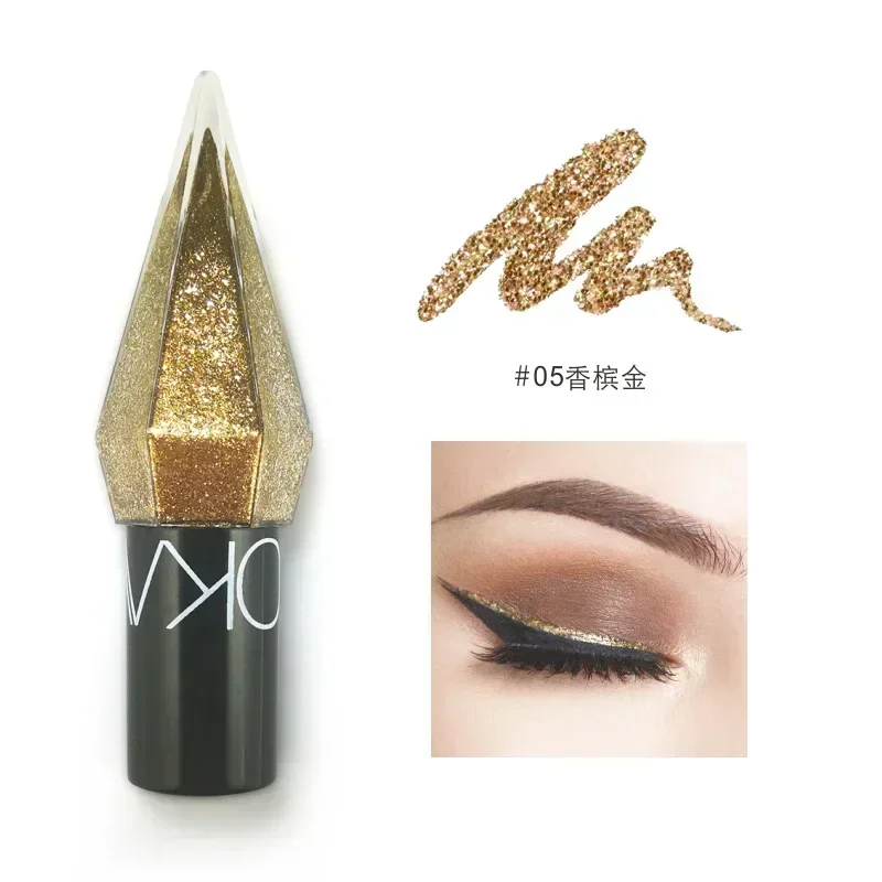 Waterproof Diamond Shining Liquid Eyeliner Eyeshadow 5 Color Glitter Sequins Smooth Mini Fine Brush Shine Eyeliner Eyes Makeup