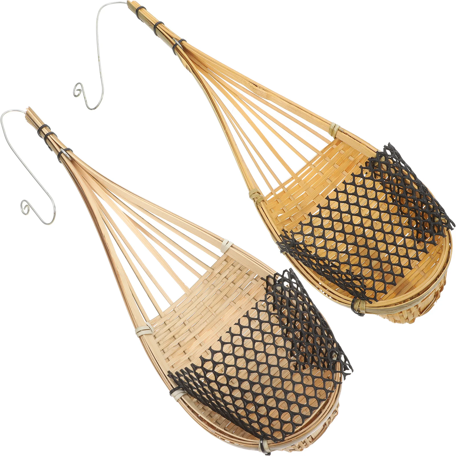 

2 pcs Bamboo Hanging Basket Handmade Thai Woven Orchid Planter For Indoor Outdoor Wall Decor Plant Holder Succulent Air