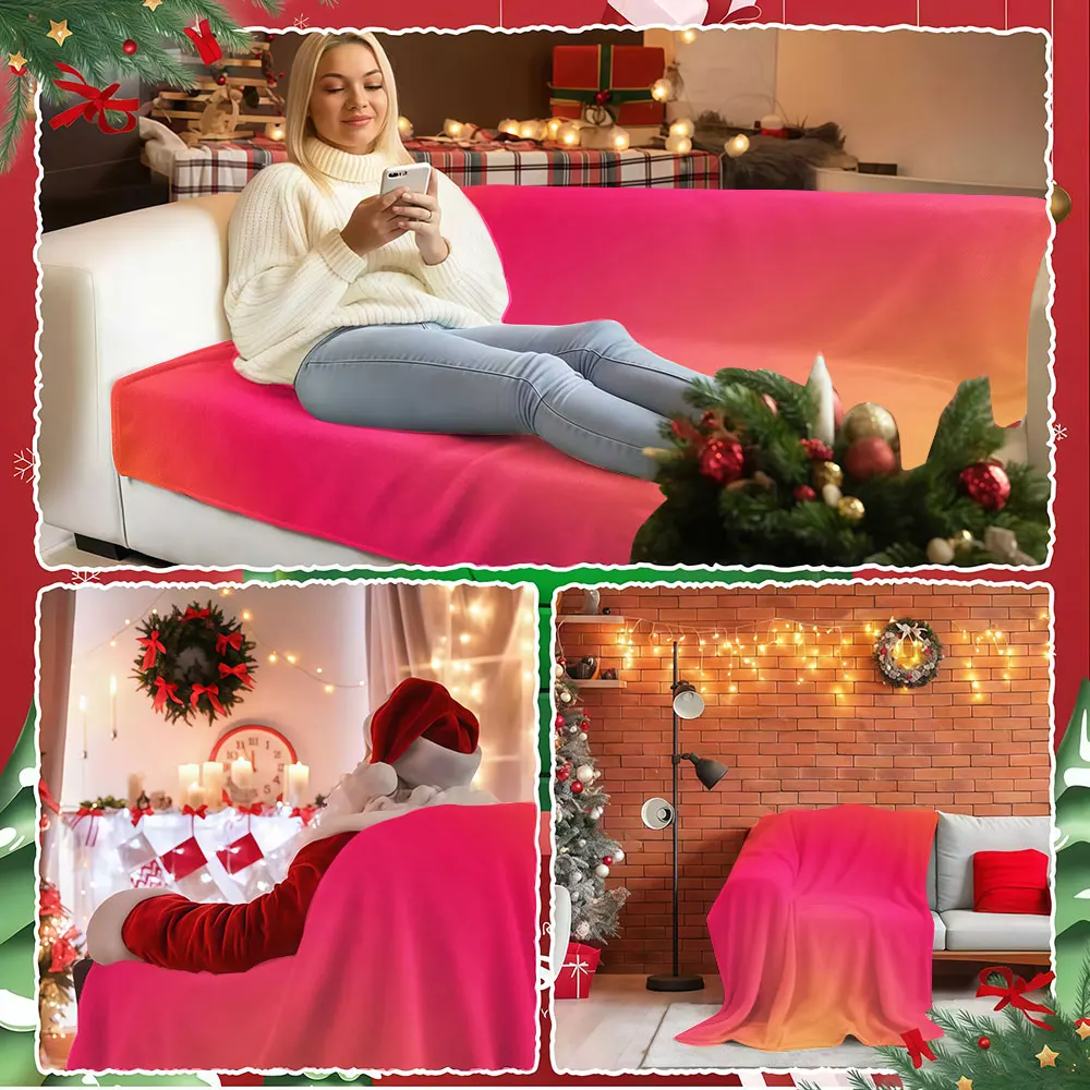 Sunset Hues Winter Summer Flannel Blanket Throw Fleece Soft Fuzzy Plush Cozy Fleece Blankets for Sofa Ideal Gifts