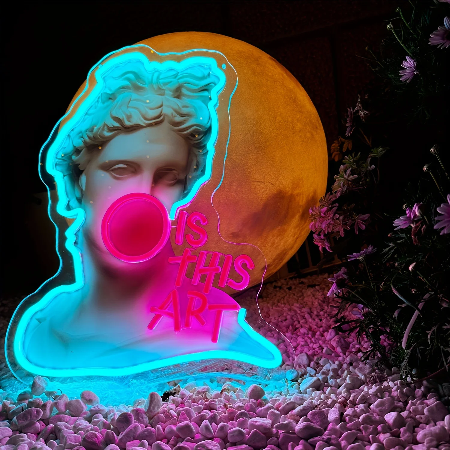 Vibrant Apollo Neon Sign USB Powered Wall Art with "IS THIS ART" Design LED Neon Light for Party Home Bar Bedroom Home Decor