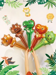5pcs dinosaur, space and animal themed handheld stick balloons for birthday, baby shower, jungle, space planet themed parties