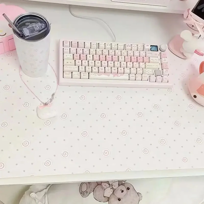 Милый розовый горошек из искусственной кожи, водонепроницаемый коврик для мыши, офисный настольный коврик, коврик для мыши, компьютерный ковер, коврик для клавиатуры ноутбука
