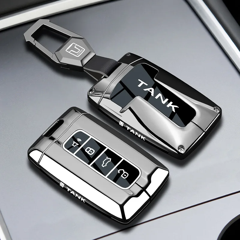 Premium Zinc Alloy Key Cover Case for Tank 300/500/400 Hi4-T/Z/700 (2025) - Protective Key Fob Shell Keychain