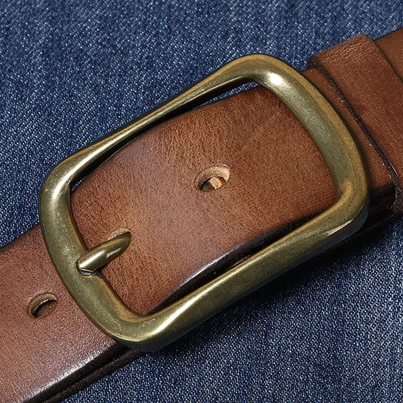 

Retro Genuine Leather Belt with Timeless Style and Copper Clasp for Men