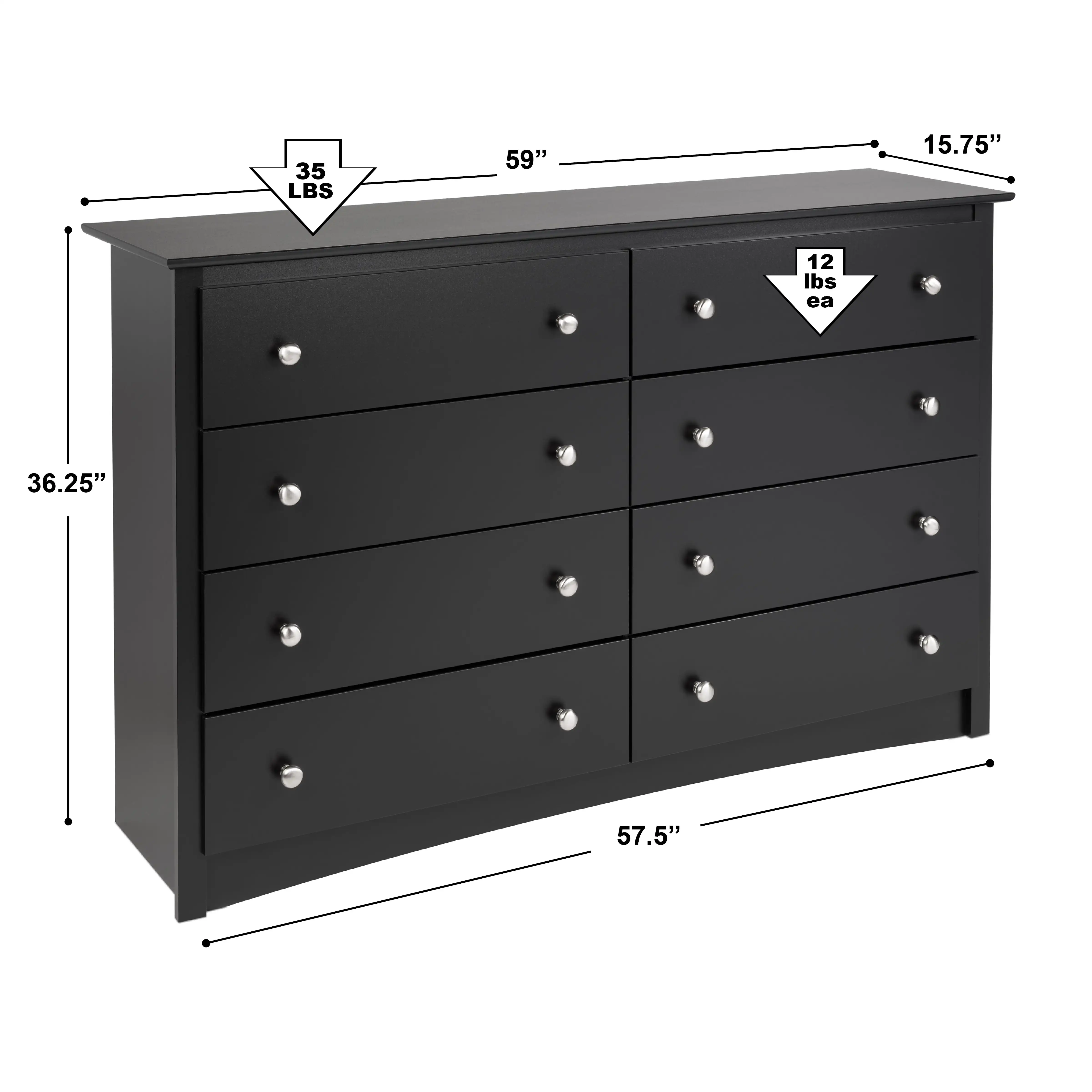 NEW Sonoma 8-Drawer Dresser, Black NEW USA