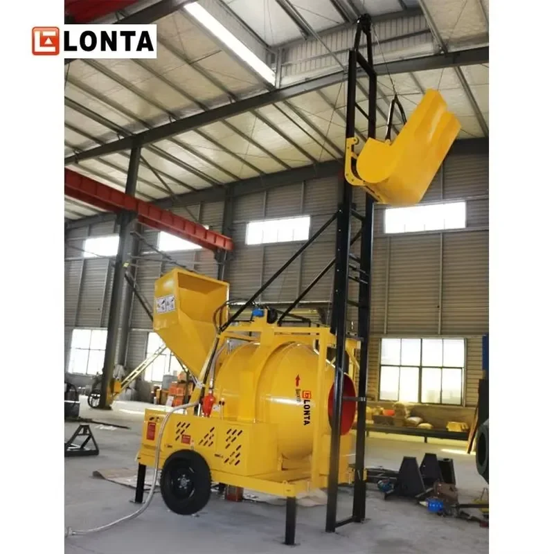 LONTA JZC350DHL Cement Mixer 4 Bags Hopper Lifting Portable Construction Self Loading Concrete Mixer Machine