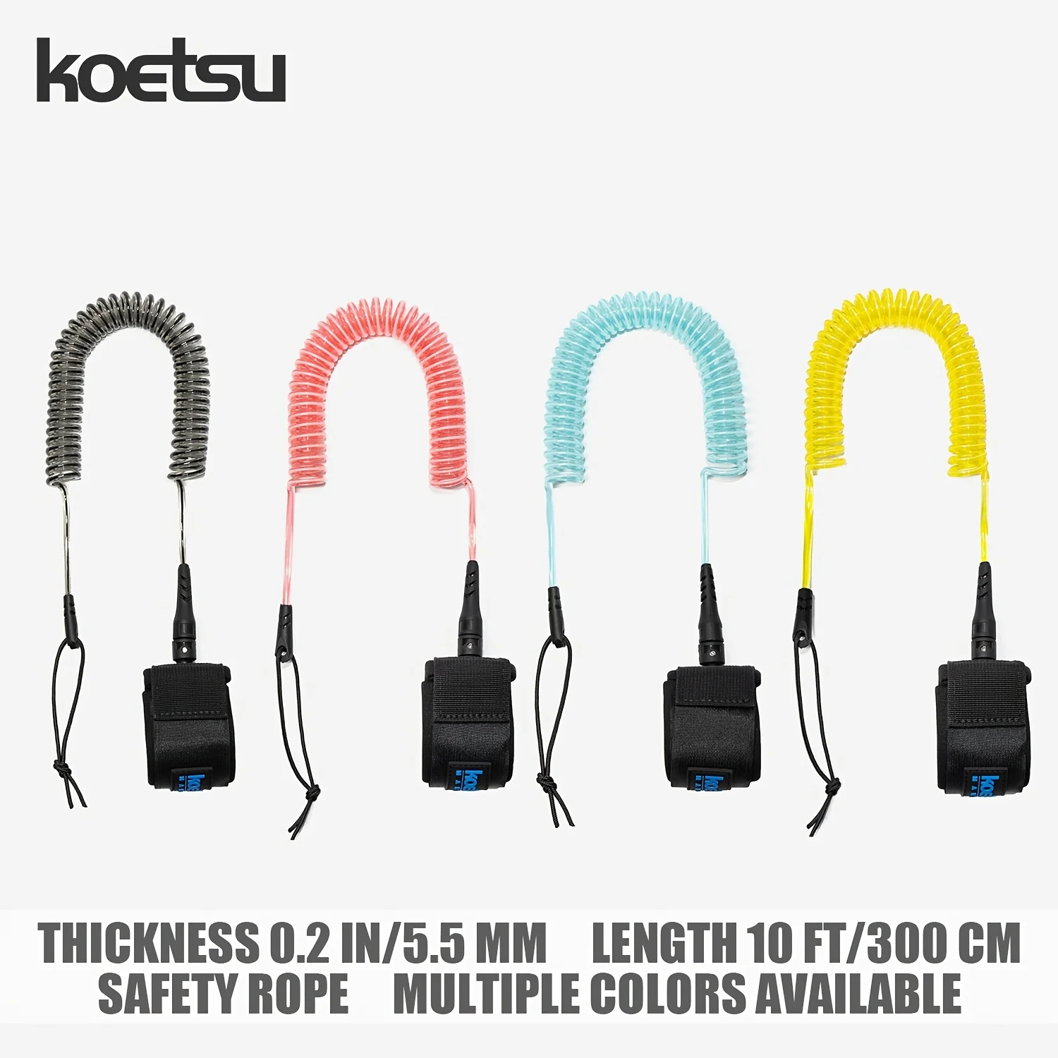 KOETSU SUP Paddle Board Leine 10FT 5,5 mm/0,22 Zoll TPU-Material Starkes Kabel mit Knöchel MAGIC TAPE Bequeme, sichere Passform – Detail 2