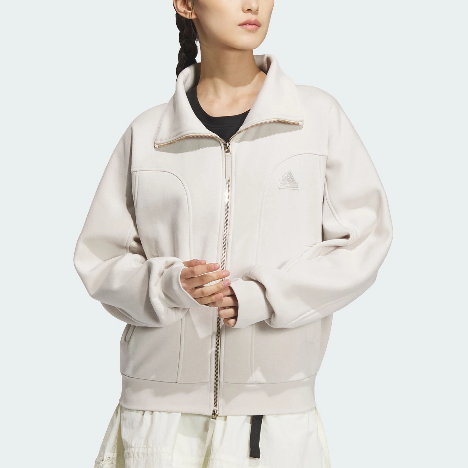 

Официальная женская повседневная простая куртка Adidas с логотипом FLEECE JKT JJ3566