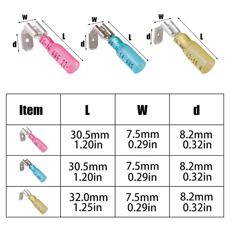 140PCS 22-16/16-14/12-10 AWG Heat Shrink Piggy Back Spade Quick Splice Crimp Terminals Connectors Assortment Kit 3 Sizes