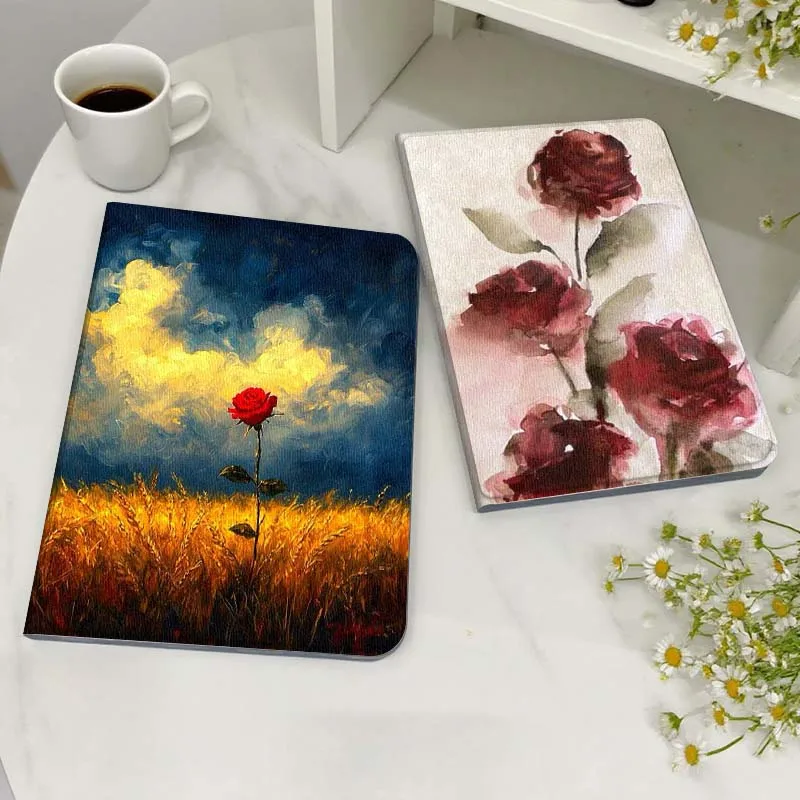 

Red Rose Watercolor Painting Gift Tablet Case For Samsung Galaxy Tab S7 S8 S9 S10 FE Lite