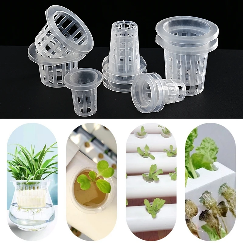 10PCS Hydroponic Basket Soilless Mesh Net Pots Plant Vegetable Growing Nursery Cup Plastic Sponge Container Garden Planter