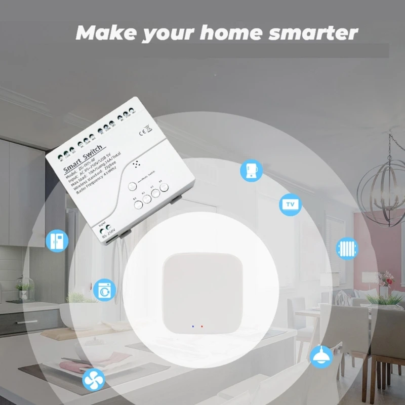 ZG-005-RF Zigbee3.0 Tuya Relay-Switch 4CH Lighting Panel Faceplate Support Voice Control 433 MHz Dropshipping