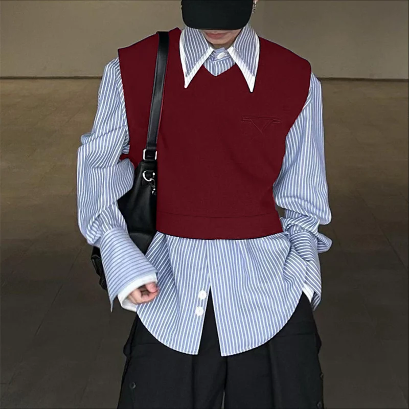 INCERUN 남성 조끼 솔리드 컬러 오넥 민소매 백리스 홀로우 아웃 조끼 남성 스트리트웨어 루즈 패션 남성 조끼 S-5XL