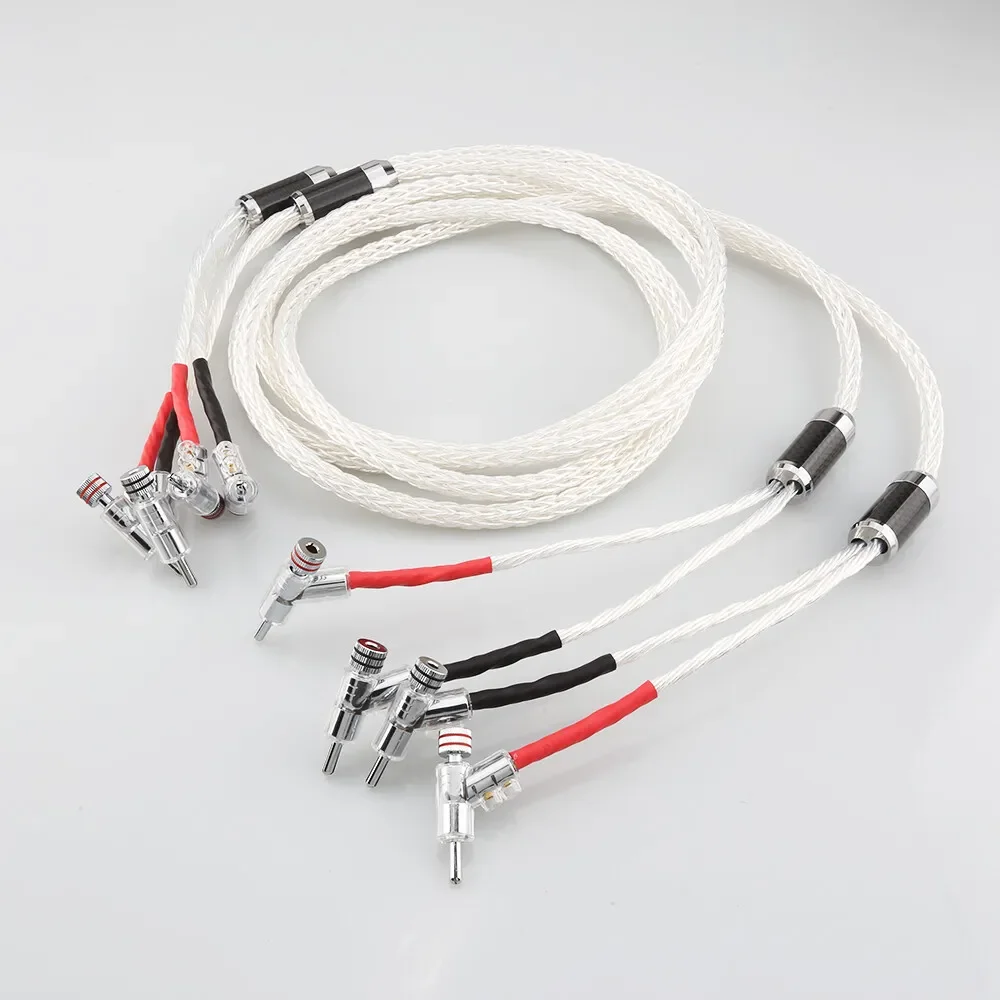 

Hifi Speaker Cable 8AG OCC Silver Plated 16 Strands Audio Cable Banana Plug Audiophile Speaker Amplifier sound Connecting cable