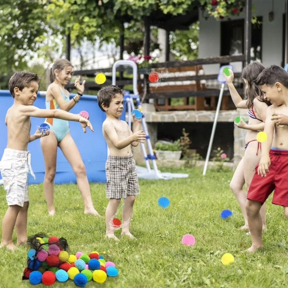Boules d'éponge d'eau colorées, 60 pièces, hydratation rapide, ne cravera pas, boules de trempage, ballons d'eau réutilisables