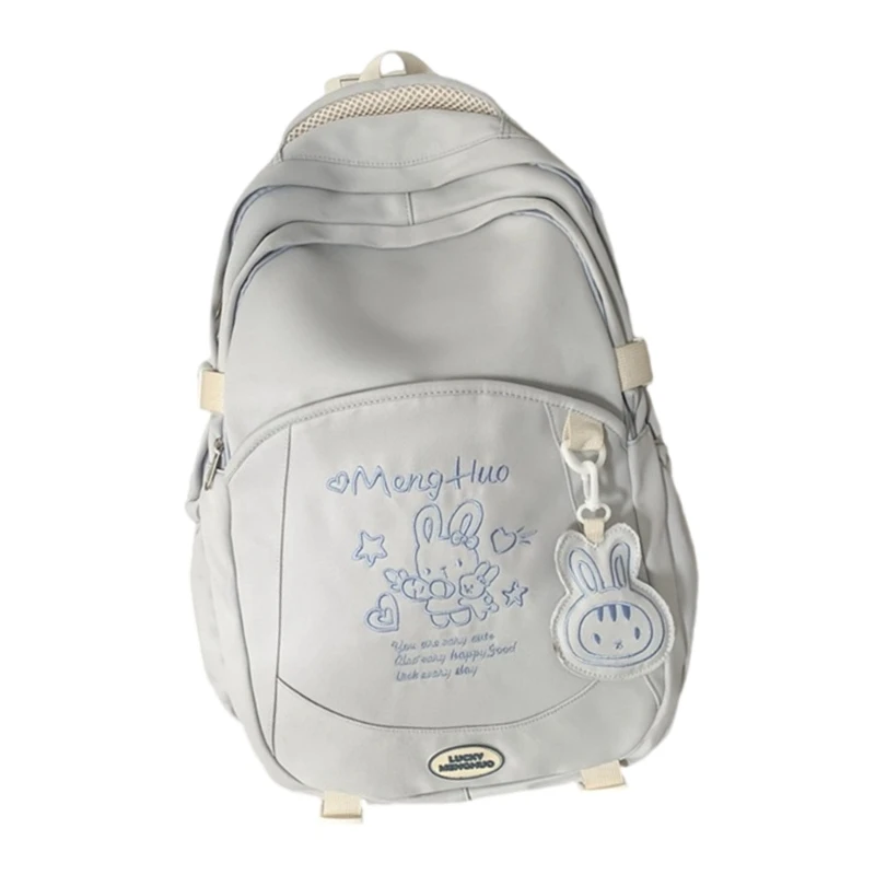 Teenager School Cartoon Embroidery Backpack Large Capacity Daypack Multiple Pocket School Book Bag for Teens Boys Girls