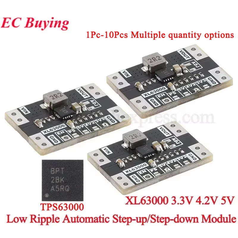 TPS63000 XL63000 3.3V 4.2V 5V Low Ripple Automatic Step Up Down Boost Buck Power Module Lithium Battery Single Chip Stabilized