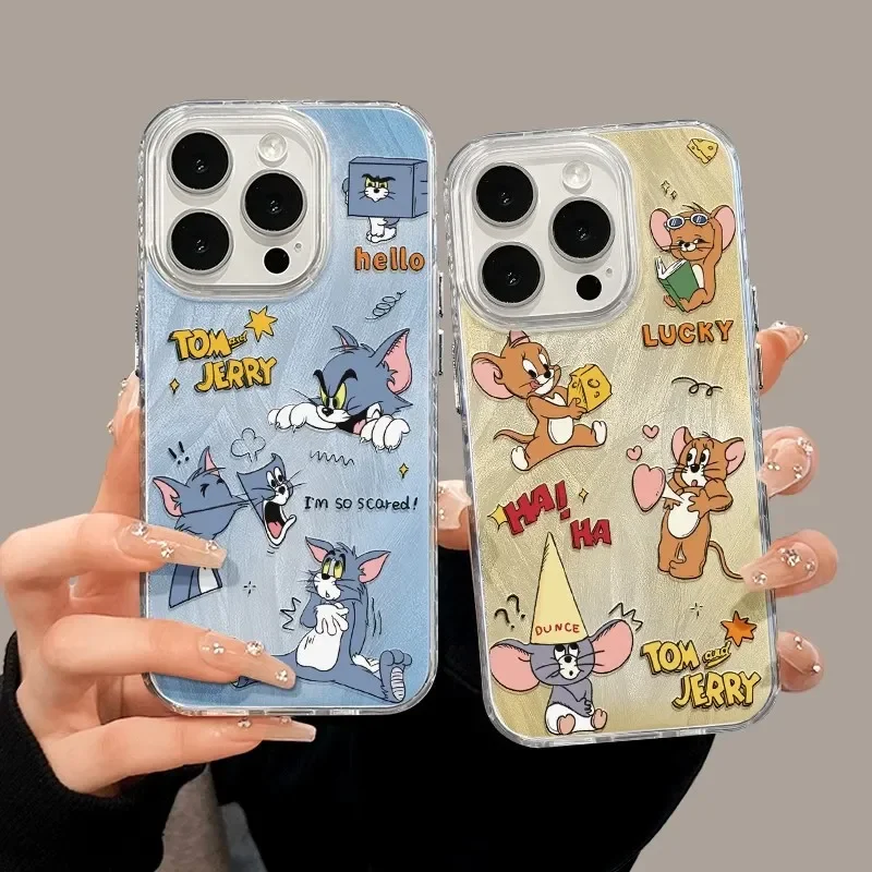 Disney Tom and Jerry Cartoon Cute Phone Case For iPhone 16 15 14 13 12 11 Pro Max XR XS Max 7 8 Plus MINI Y2K Eat Cheese Cover