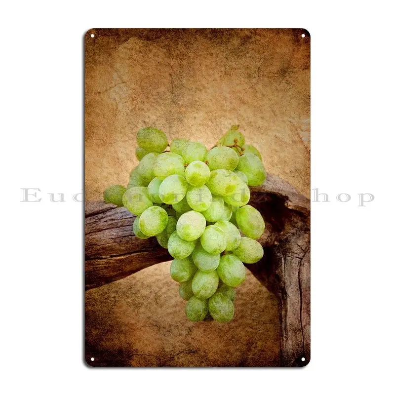 Grungy Grapes Metal Sign PaintingCinema Kitchen Character Mural Tin Sign Poster