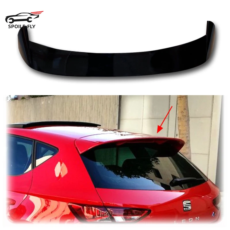 

2012 To 2021 For Seat LEON MK3 MK3.5 5F 2012-2021 FR Style Hatchback Spoiler Rear Roof Wing Lip By ABS Gloss Black Carbon Look