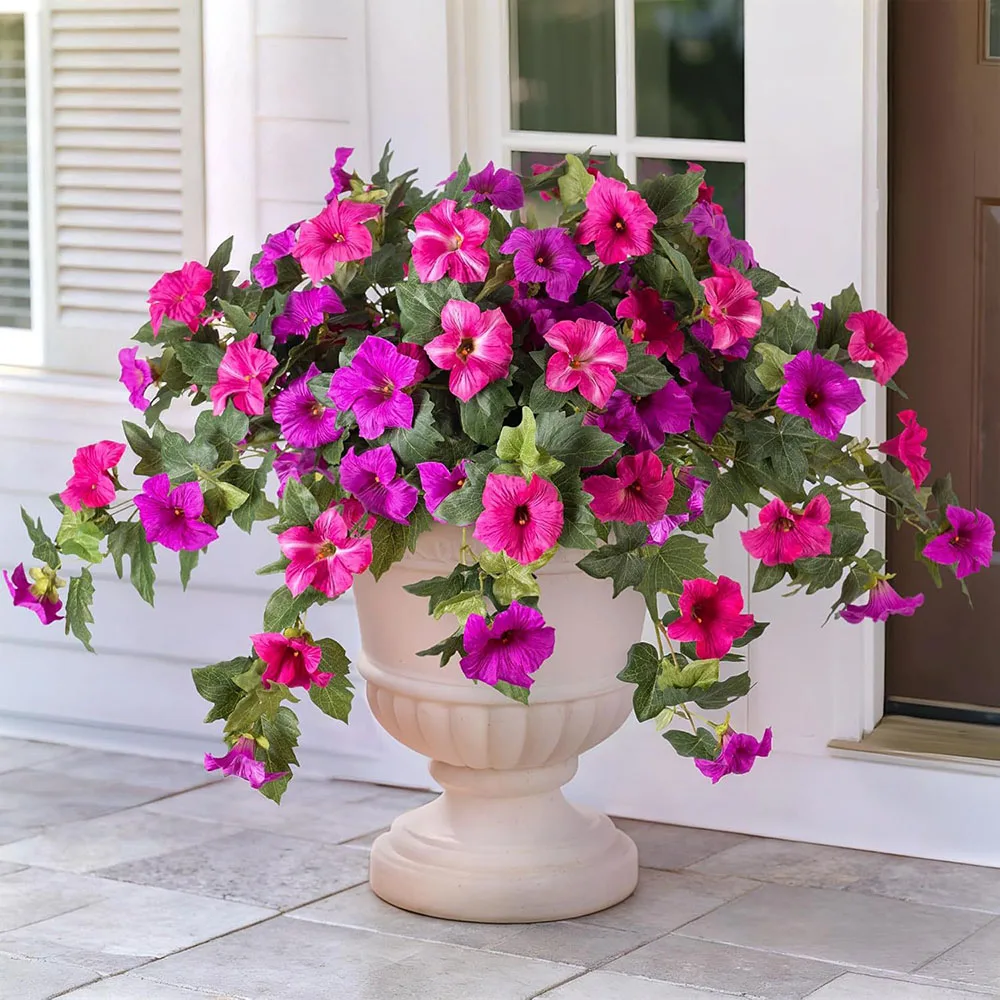 Ramo de 7/12 Ramas de Gloriosas Artificiales, Tallos Florales Falsos Realistas para Decoración de Jardín Interior y Exterior, Arreglos Florales para Jarrones