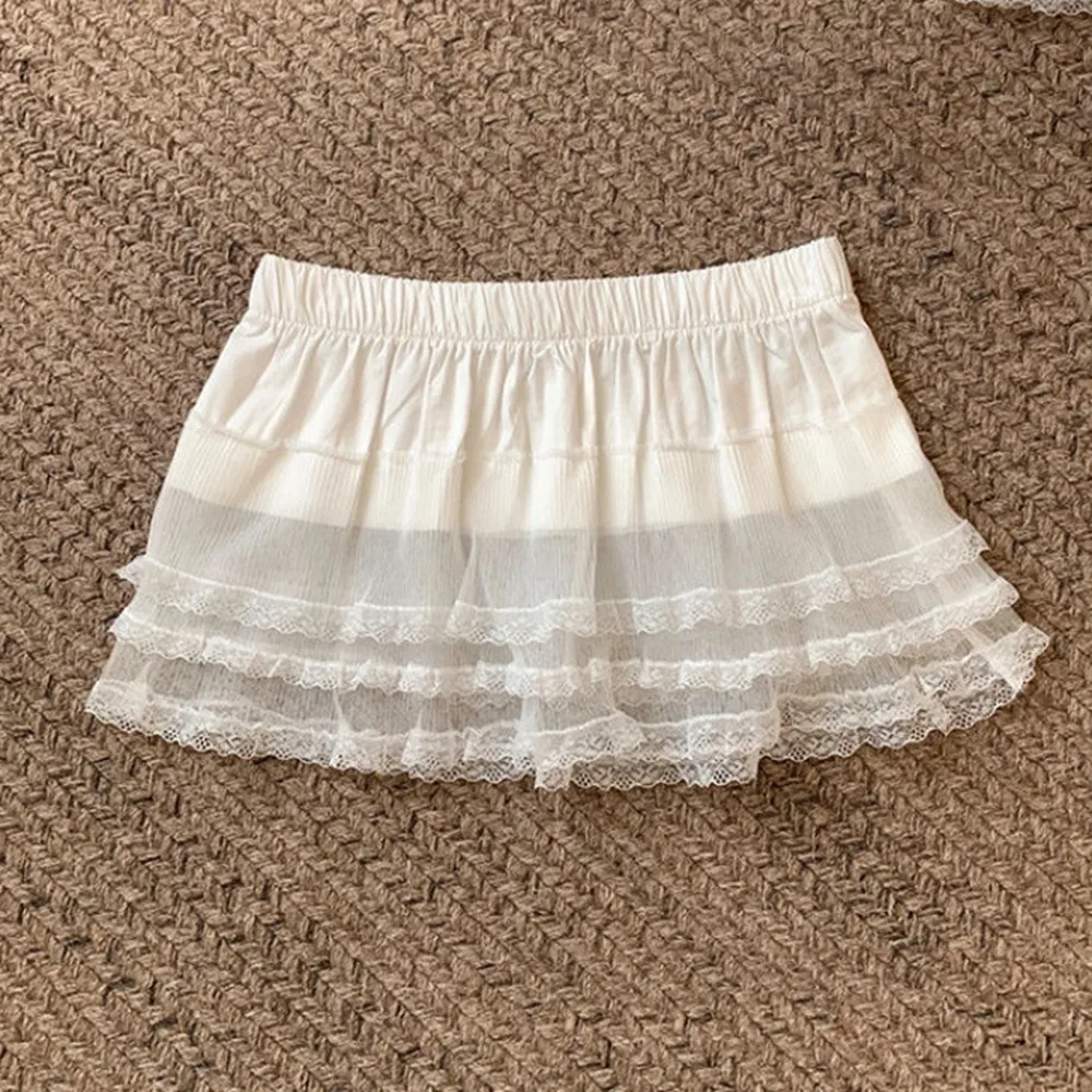 

Модная мини-слойная юбка Y2K, плиссированная юбка с высокой талией на шнуровке и оборками, уличная одежда в стиле Харадзюку, женская одежда