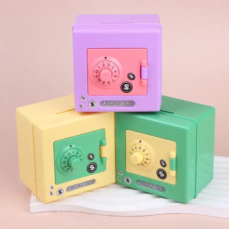 Mini Combination Lock Piggy Bank Kids Safe Box Money Saving Coin Bank Rotating Password Cash Coins