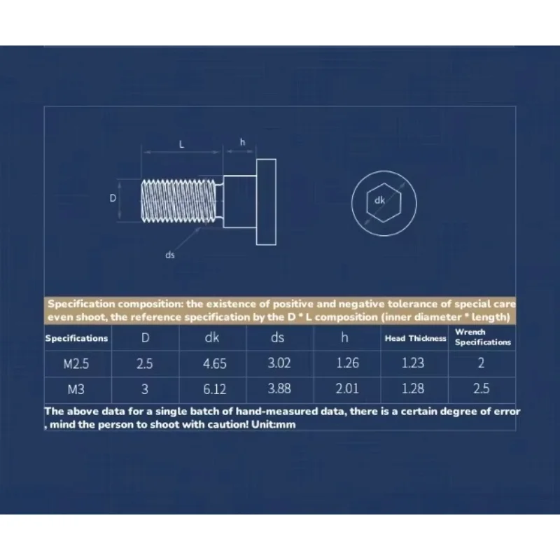 12.9 Grade High-strength Carbon Steel Hexagonal Flat Head Step Screw M2.5 M3 Black with Shoulders Screw Step Positioning Bolt