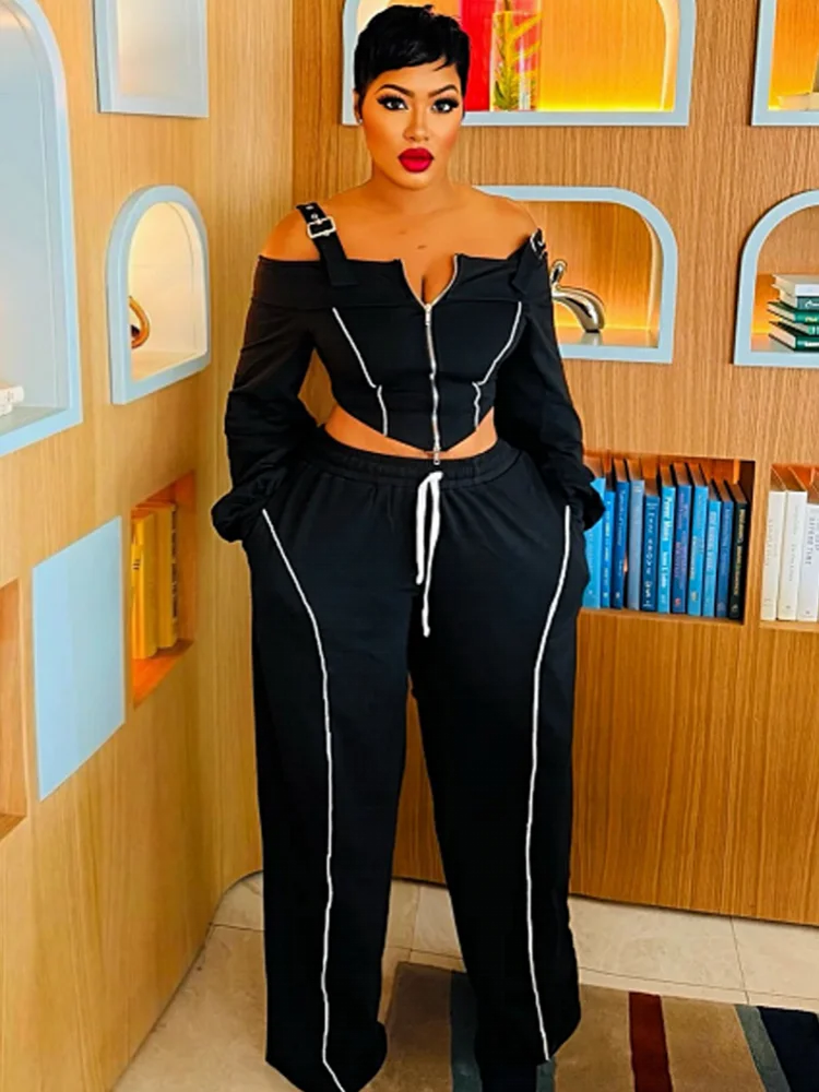 Set da donna da 2 pezzi 2025 Nuovo arrivo Autunno Inverno Set coordinati Cerniera Giacca a maniche lunghe Top e pantaloni Abiti Abiti Abbigliamento