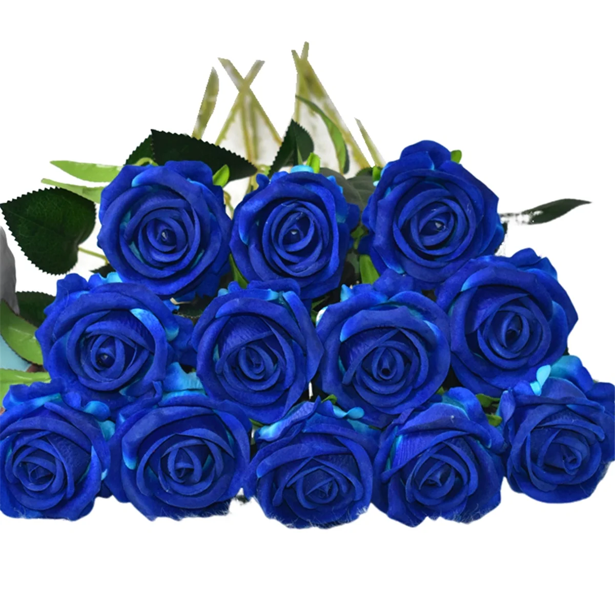 Velvet Rose Wedding Living Room Ornaments Fake Flowers Home Decoration Simulation Bouquet Blue