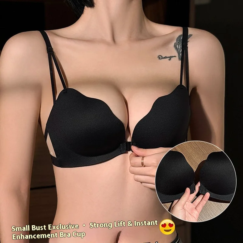 new Wowen Bra with Small Breasts Women Front Button One-piece Wireless Underwear Beautiful Back Seamless Lift Type Brassiere image 3